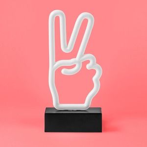 West & Arrow Mini Neon Light, 9" Tall Peace Hand - Night Light Decoration